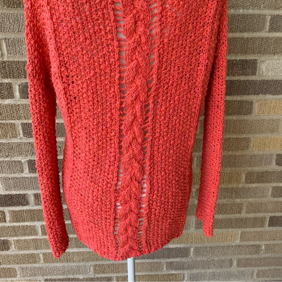 Free People Orange Crochet Sweater Size Small - Picture 3 of 13